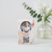 Carte De Visite QR-Code, Photo, Marbre, Rose-Rosegold, Salon (Debout devant)