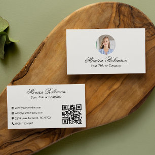 Carte de visite QR Code photo minimaliste blanc