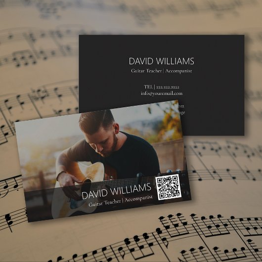 Carte De Visite QR Code Photo Music Teacher Singer Songwriter