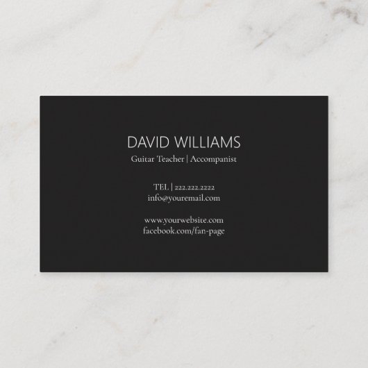 Carte De Visite QR Code Photo Music Teacher Singer Songwriter (Dos)