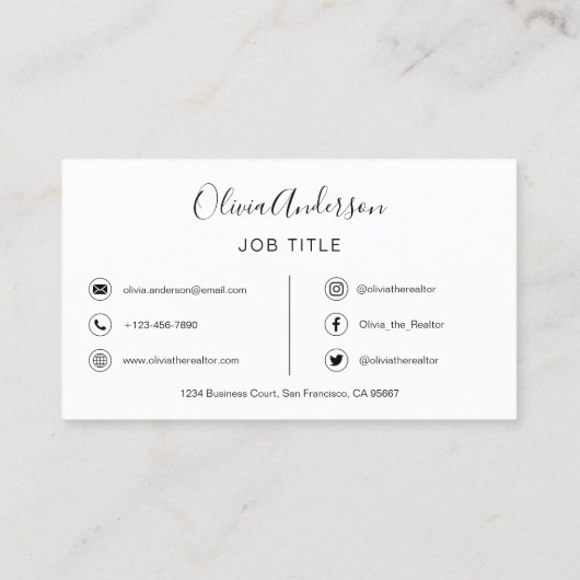 Carte De Visite QR Code photo professionnelle noir blanc (Dos)