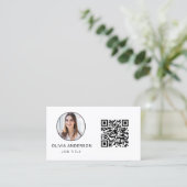 Carte De Visite QR Code photo professionnelle noir blanc affaires (Debout devant)