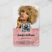 Carte De Visite QR Code Photo rose moderne Loyauté Modèle (Devant)