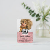 Carte De Visite QR Code Photo rose moderne Loyauté Modèle (Debout devant)