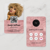 Carte De Visite QR Code Photo rose moderne Loyauté Modèle (Devant / Derrière)