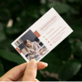 Carte De Visite QR Code Photo Terracotta Floral Monogramme