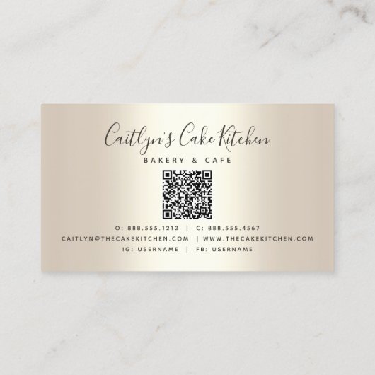 Carte De Visite QR Code Pink Cake Bakery Dessert Parties scintilla (Dos)