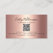 Carte De Visite QR Code Pink Cupcake Glitter Drips Bakery Black (Dos)