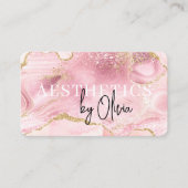 Carte De Visite QR Code Pink Marble Esthetician & Spa (Devant)
