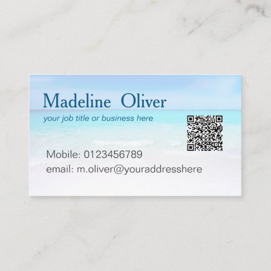 Carte De Visite QR Code Plage côtière Scène Voyage élégant (Dos)
