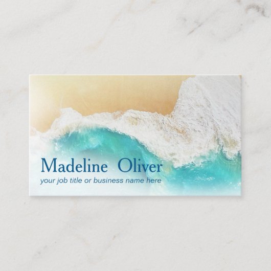 Carte De Visite QR Code Plage océanique côtière Aquarelle moderne (Devant)