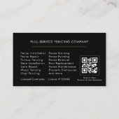 Carte de visite QR Code pour Clôture Résidentielle (Dos)