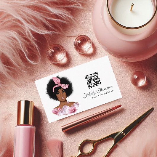 Carte de visite QR Code pour coiffeur afro-américa