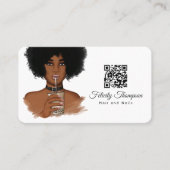 Carte de visite QR Code pour coiffeur afro-américa (Devant)