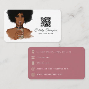 Carte de visite QR Code pour coiffeur afro-américa