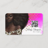 Carte de visite QR Code pour coiffeur afro-américa (Devant)