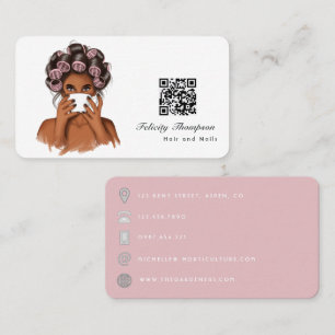 Carte de visite QR Code pour coiffeur afro-américa
