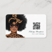 Carte de visite QR Code pour coiffeur afro-américa (Devant)