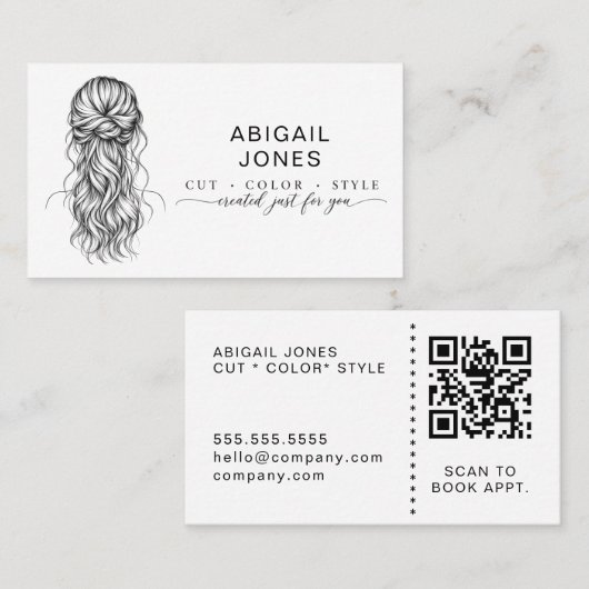 Carte de visite QR Code pour Coiffeur Moderne (Devant / Derrière)