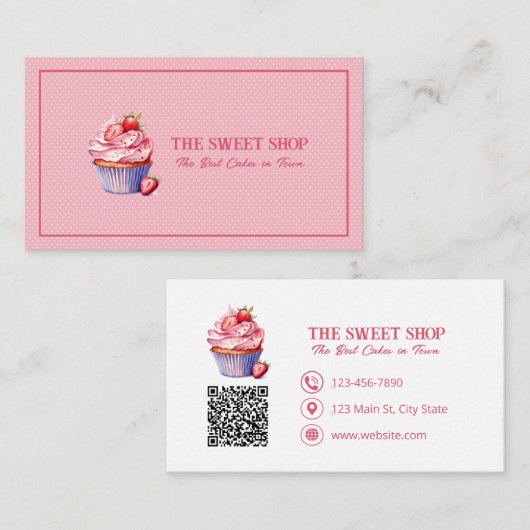 Carte de visite QR Code pour la boulangerie Cupcak (Devant / Derrière)