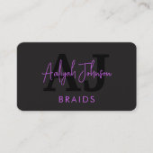 Carte de visite QR Code pour tresseuse Violet Noir (Devant)