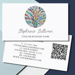 Carte De Visite QR Code Professional Arbre de vie moderne