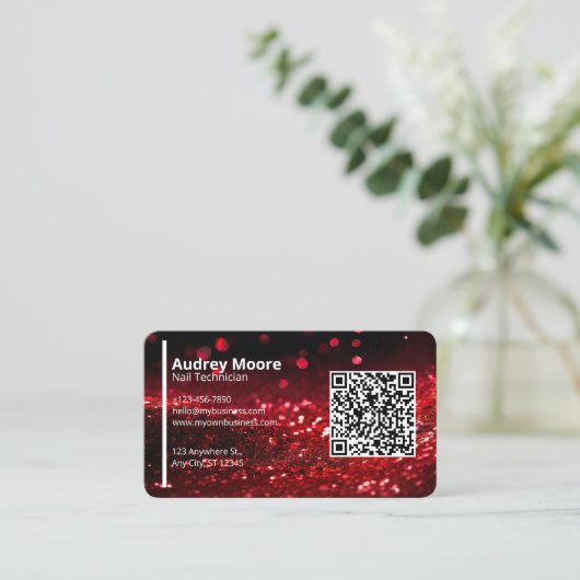 Carte De Visite QR Code Professional Creative Nail Technicien (Debout devant)