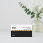 Carte De Visite QR Code Professional Custom Logo Black Gold Modern (Debout devant)