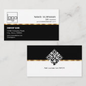 Carte De Visite QR Code Professional Custom Logo Black Gold Modern (Devant / Derrière)
