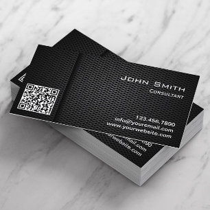 Carte De Visite QR Code Professional Dark Metal Consultant