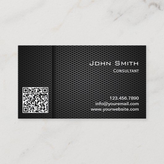 Carte De Visite QR Code Professional Dark Metal Consultant (Devant)