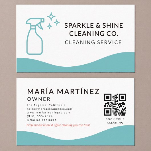 Carte De Visite QR Code Professional Maid & House Cleaning Service