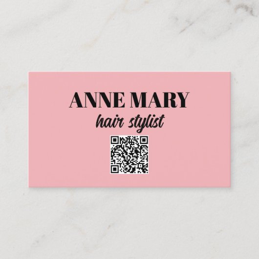 Carte De Visite QR Code Professional Moderne Rose Coiffeur noir (Devant)