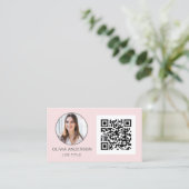 Carte De Visite QR Code Professional Photo Blush Rose Or (Debout devant)