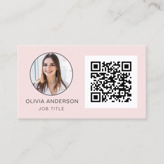 Carte De Visite QR Code Professional Photo Blush Rose Or (Devant)