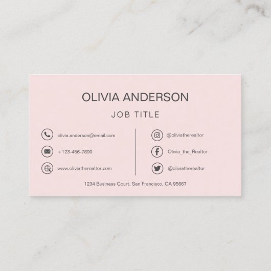 Carte De Visite QR Code Professional Photo Blush Rose Rose Gold Bu (Dos)