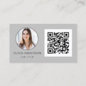 Carte De Visite QR Code Professional Photo Silver Grey (Devant)