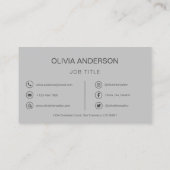 Carte De Visite QR Code Professional Photo Silver Grey Business Ca (Dos)