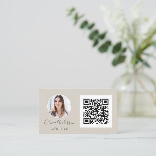 Carte De Visite QR Code Professional Photo Terracotta Natural Bus (Debout devant)
