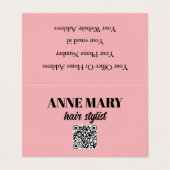 Carte De Visite QR Code Professional Rose Coiffeur noir moderne (Extérieur déplié)