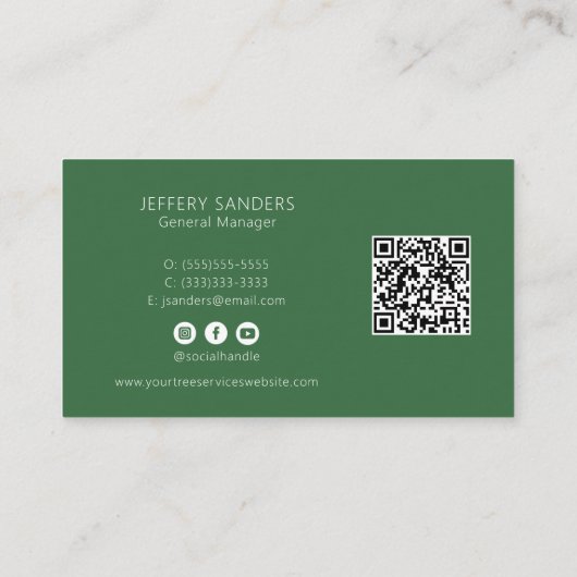 Carte De Visite QR Code Professional Tree Services (Dos)