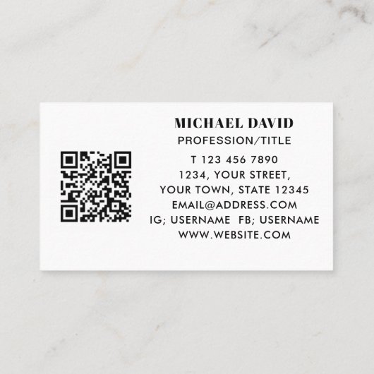 Carte De Visite QR Code Professionnel (Dos)