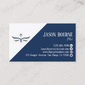 Carte De Visite QR Code Professionnel Aviation Bleu Marine Blanc (Devant)
