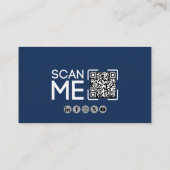 Carte De Visite QR Code Professionnel Aviation Bleu Marine Blanc (Dos)