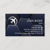 Carte De Visite QR Code Professionnel Aviation Bleu Marine Moderne (Devant)