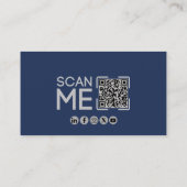 Carte De Visite QR Code Professionnel Aviation Bleu Nuit Blanc (Dos)