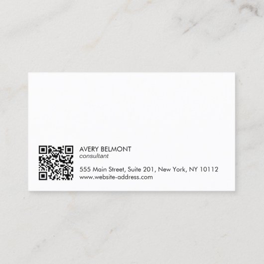Carte De Visite QR Code Professionnel Moderne Noir simple (Dos)