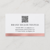 Carte De Visite QR Code professionnel Monogramme Rose Gold Faux Fo (Dos)