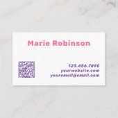 Carte De Visite QR Code Purple Pink Retro Squiggles (Dos)