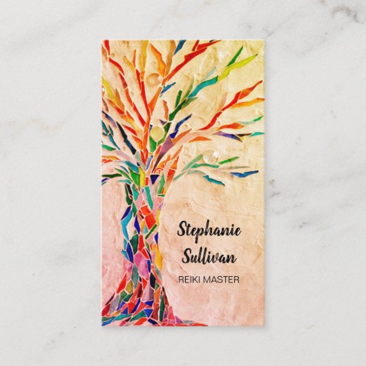 Carte De Visite QR Code Rainbow Tree Reiki Master (Devant)